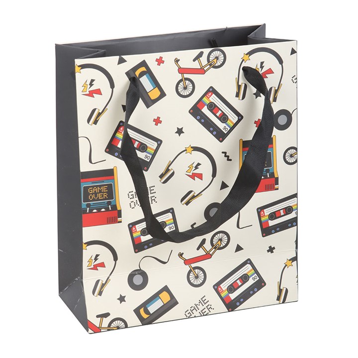23cm Medium Retro 80s Print Gift Bag
