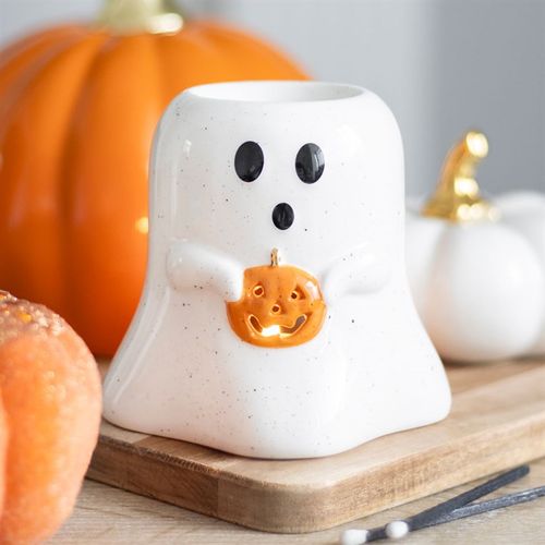 Ghost Shaped Oil Burner and Wax Warmer with Pumpkin